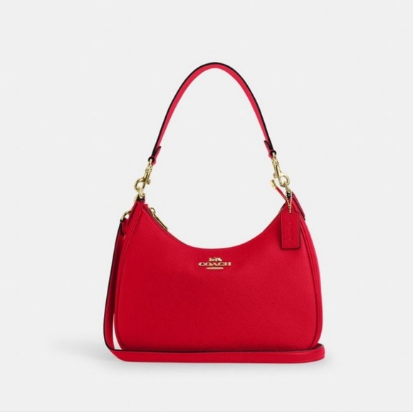 New! ❤️ Coach Teri Hobo in Gold/Bold Red - Picture 1 of 6